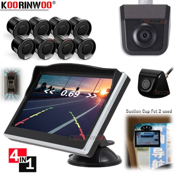 

Koorinwoo Car Video Parking Sensor 8 Front with Rear View Security System LCD Monitor Suction cup Screen Alert Alarm for Parking
