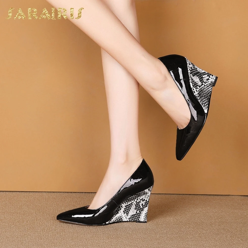 

Sarairis New Arrivals High Quality Pointed Toe Spring Pumps Woman Shoes Wedge High Heels Slip On Shoes Women Pumps Lady