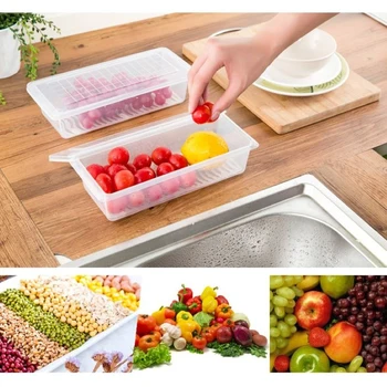 

1PC Refrigerator Organizer Drawer Vegetable Fruit Storage Rack Holder Drainage Fresh-keeping Box TXTB1