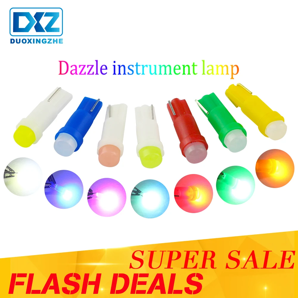 

1X T5 LED Car dashboard light Wedge LED Light Bulb Lamp dash board Instrument LED 12V COB smd Car Styling Green Ice Blue White
