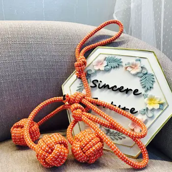 

Hand-held Umbrella Rope Knot Cotton Ball Bite-resistant Tear Candy-colored Dog Pet Cotton Rope Toy Rope Knot Handle Single Ball