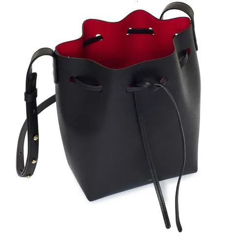 Женская сумка на одно плечо из натуральной кожи в сдержанном стиле - Цвет: Black with red mini