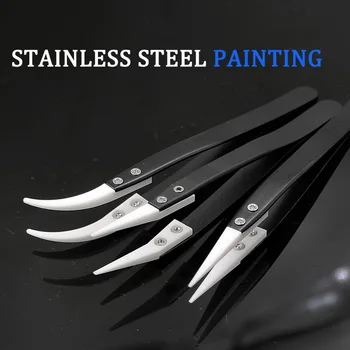 

Anti-Static Ceramic Tweezers Stainless Steel Electronic Cigarette Industrial Ceramic Tweezers Insulated Straight Curved Tip