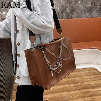 

[EAM] Simple Large PU Leather Crossbody Bags For Women 2020 Branded Daily Shoulder Bag Handbags Trending Travel Hand Bag 8B115