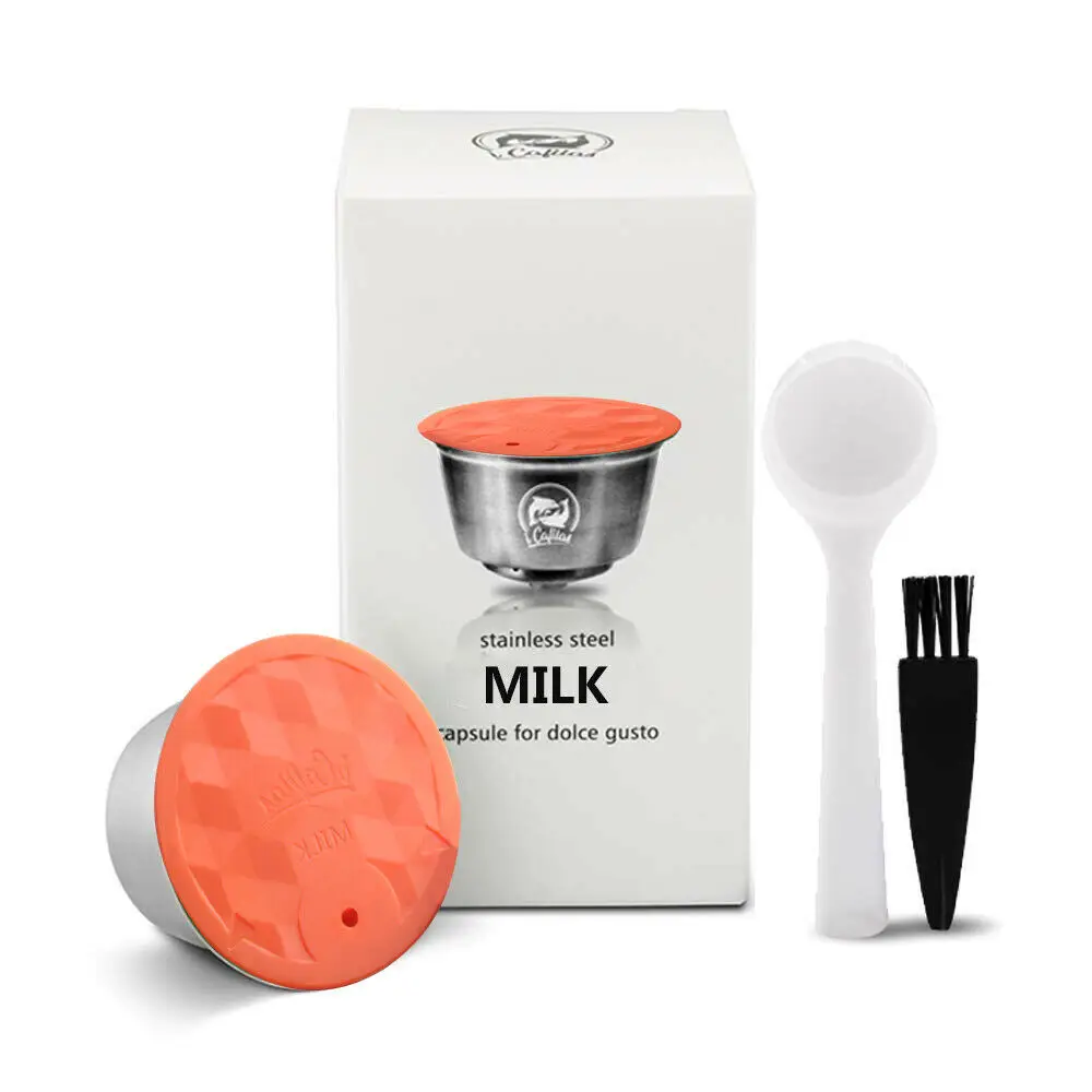 Reusable Coffee Capsule Dolci Gusto Stainless Steel Coffee & Milk Filter For Nescafe Dolce Gusto Capsula with Plastic Lid Tamper