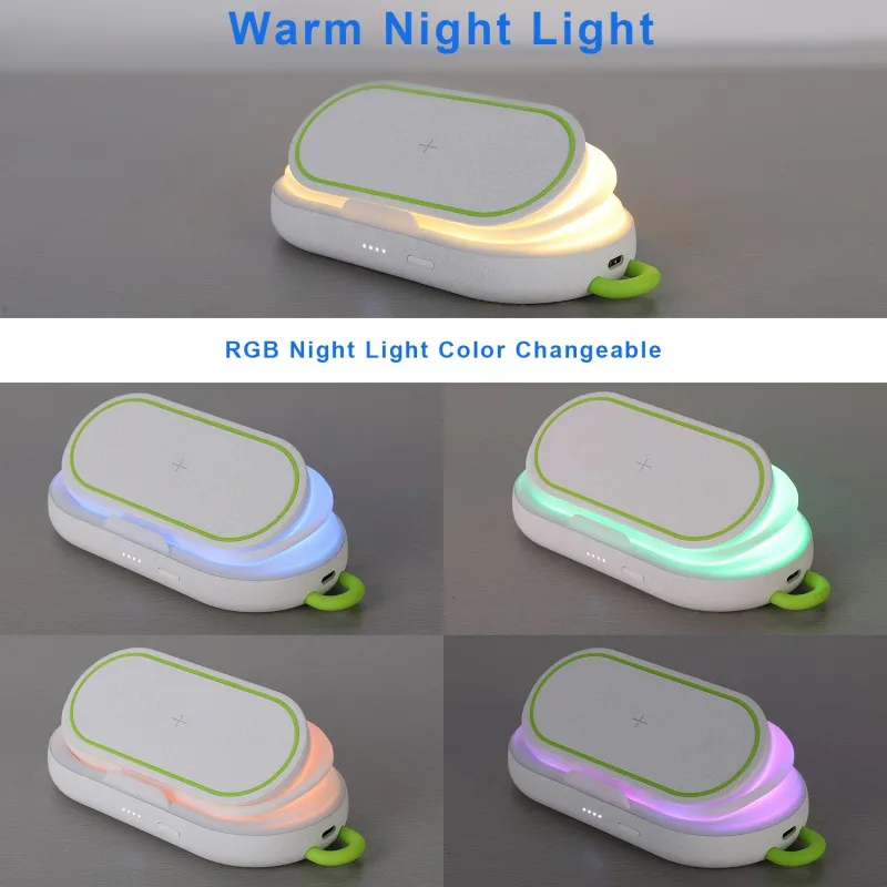 2 in 1 Wireless Charger Power Bank 5000mAh Qi Fast Wireless Charger Type-C Powerbank Charging Station Stand For iPhone SamSung