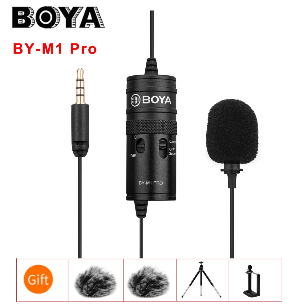 BOYA Lavalier Microphone BY-M1 Pro Clip-on Condenser Mic Wired 3.5mm Studio for Smartphone Mac Vlog DSLR Camcorder Audio 5.0 | Электроника