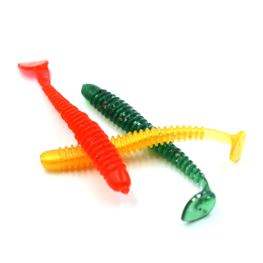 MNFT 30Pcs T Tail Worm Silicone Soft Fishing Artificial Lures Multiple  Color 7cm1.8g Paddle Jigging Baits - AliExpress