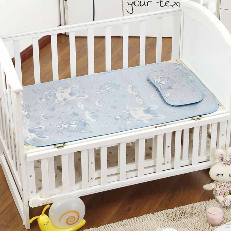 

Summer Baby Changing Mattress 120*60 CM Baby Cooling Mat With Pillow Newborn Ice Silk Sleeping Crib Pad Infant Bedding Set