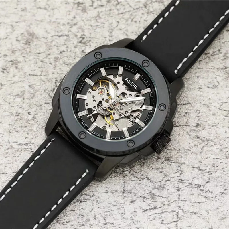 FOSSIL автоматические мужские наручные часы с кожаной мужской s часы лучший бренд класса люкс montre homme - Цвет: 02