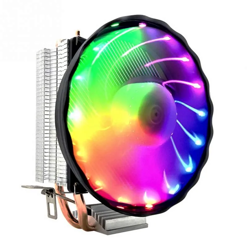 3 Pin 2 медная труба 12 В светодиодный вентилятор охлаждения ЦП RGB тихий радиатор Intel