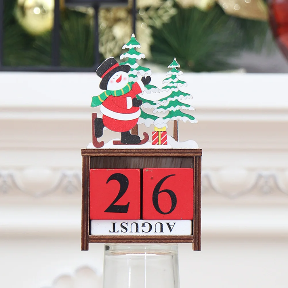 Портативное украшение для календаря рождественская ель подарок блок деревянный дом мини Фотография реквизит фестиваль ремесло милое украшение стола