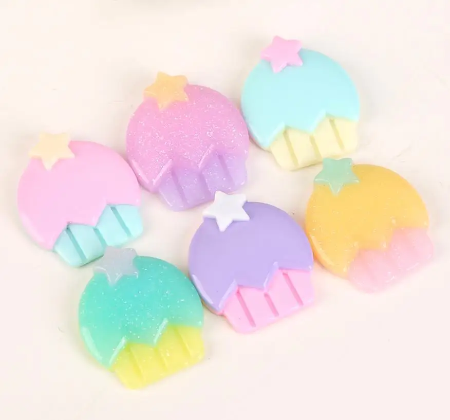 Kawaii плоские пластмассовые блестящая Смола Diy ремесло аксессуары для волос Смешанные плоские пластмассовые Кекс Кабошон для украшения своими руками