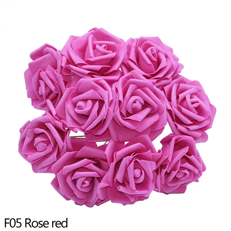 F05 rose red 10 шт., 8 см, искусственные розы из пенополистирола, для свадьбы, моста, букета, дома, сада, вечерние украшения, сделай сам, венки, товары для рукоделия - Цвет: F05 rose red