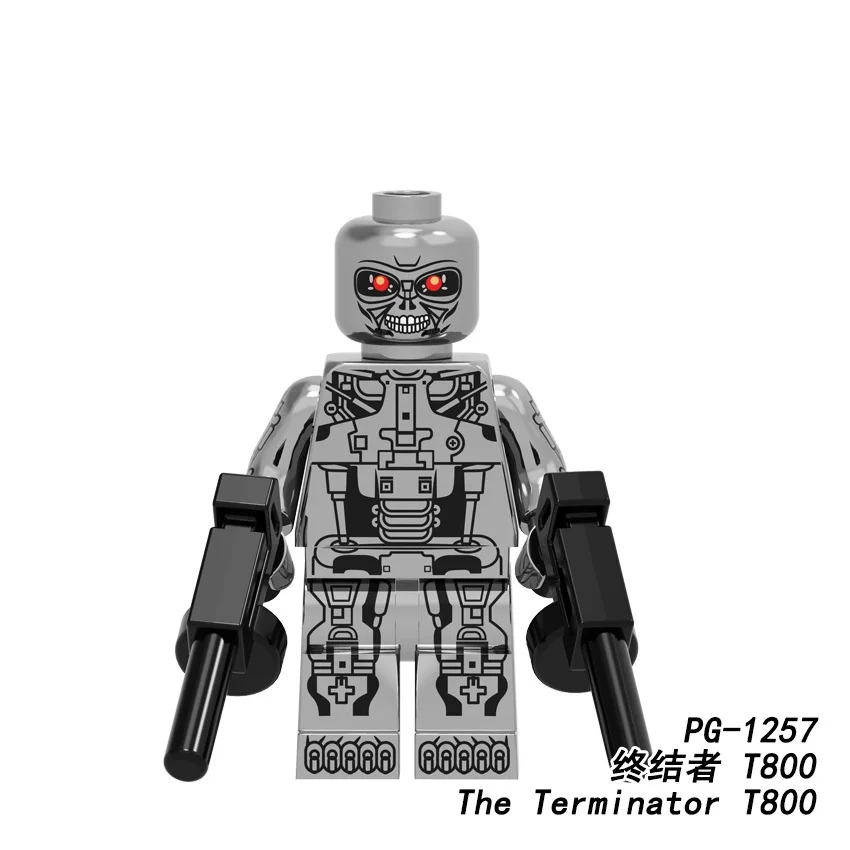 50 шт. строительные блоки T800 Золотая серия Супер Герои хромированный Серебряный Серфер Терминатор подарки для детей игрушки PG1257 PG1258