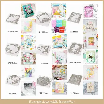 

Flower Hollowed Leaves Square Round Frame Metal Cutting Dies DIY Scrapbook Craft Handmade Decorate Cards Emossing Paper Template