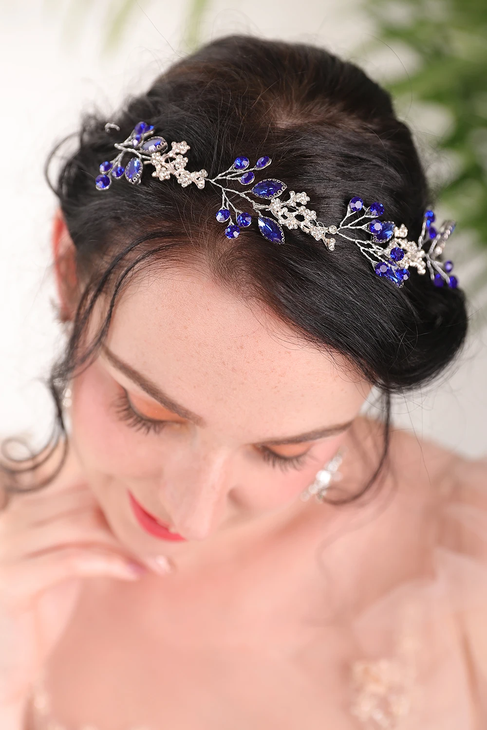 Silver Blue Crystal Wedding Hair band Rhinestones Bridal Crown Headdress Banquet Feast party for women hair accessories bridal hair accessories