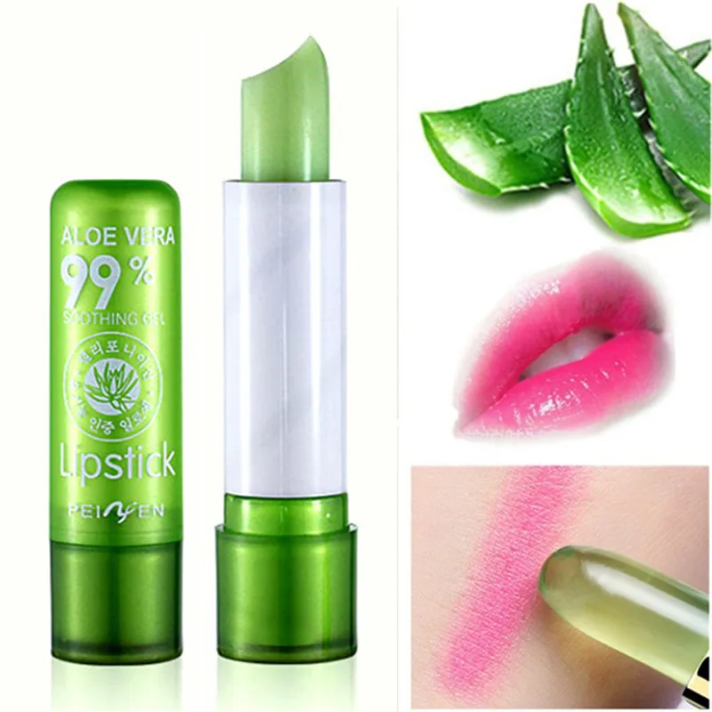 Aloe Makeup Lip Care Moisture Melt Balm Long-Lasting Change Color Lipstick