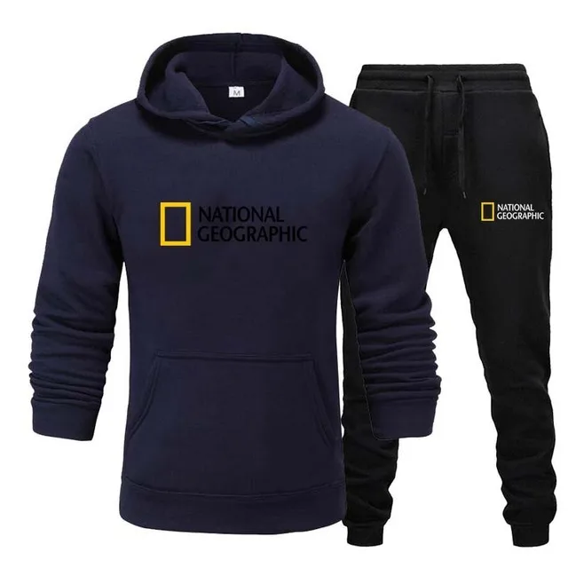 mens matching sets National Geographic-Men's Sweatshirt And Pants Suit, Casual Sportswear, Hoodie, New Autumn And Winter Collection, 2 Piece Set mens sweat suits sets