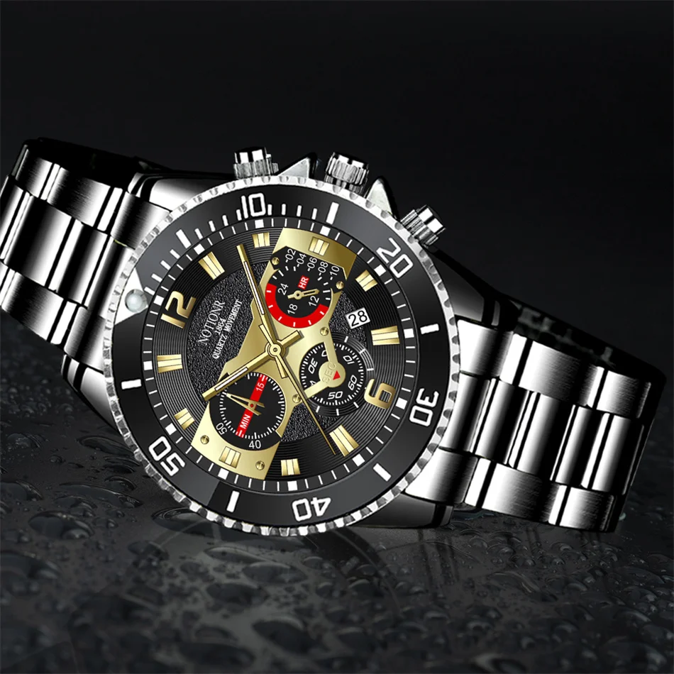 Fashion Mens Stainless Steel Watches Luxury Men Sport Waterproof Quartz Wrist Watch Man Business Leather Watch relogio masculino