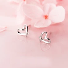 MloveAcc Стерлинговое Серебро 925 крошечный Блестящий лак Мини Сердце серьги-гвоздики простые маленькие для женщин минималистические шпильки ювелирные изделия