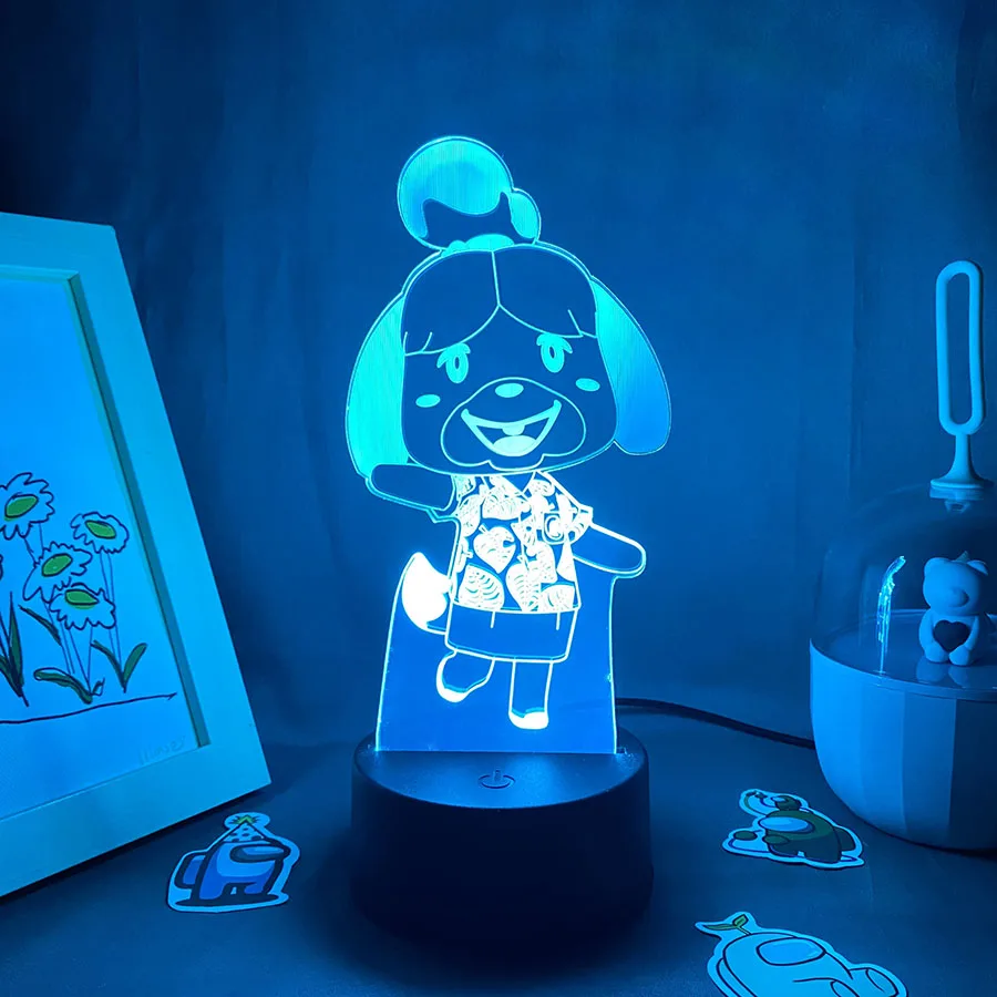

Animal Crossing Game Character Isabelle 3D Led Night Lights Cool Gifts for Kids Bedroom Bedside Decoration Lava Lamps Isabelle