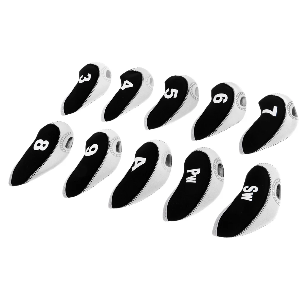 10pcs/pack Golf Club head Wedge Iron Cover Golf Head Covers Protective Set Dirtproof Durable Golf Club Protectoive Case