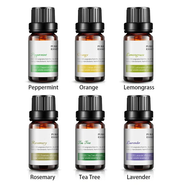 KBAYBO Essential Oils for Aromatherapy Diffusers Humidifier Home Plant Flavor Lavender Tea Tree Lemongrass Rosemary Orange