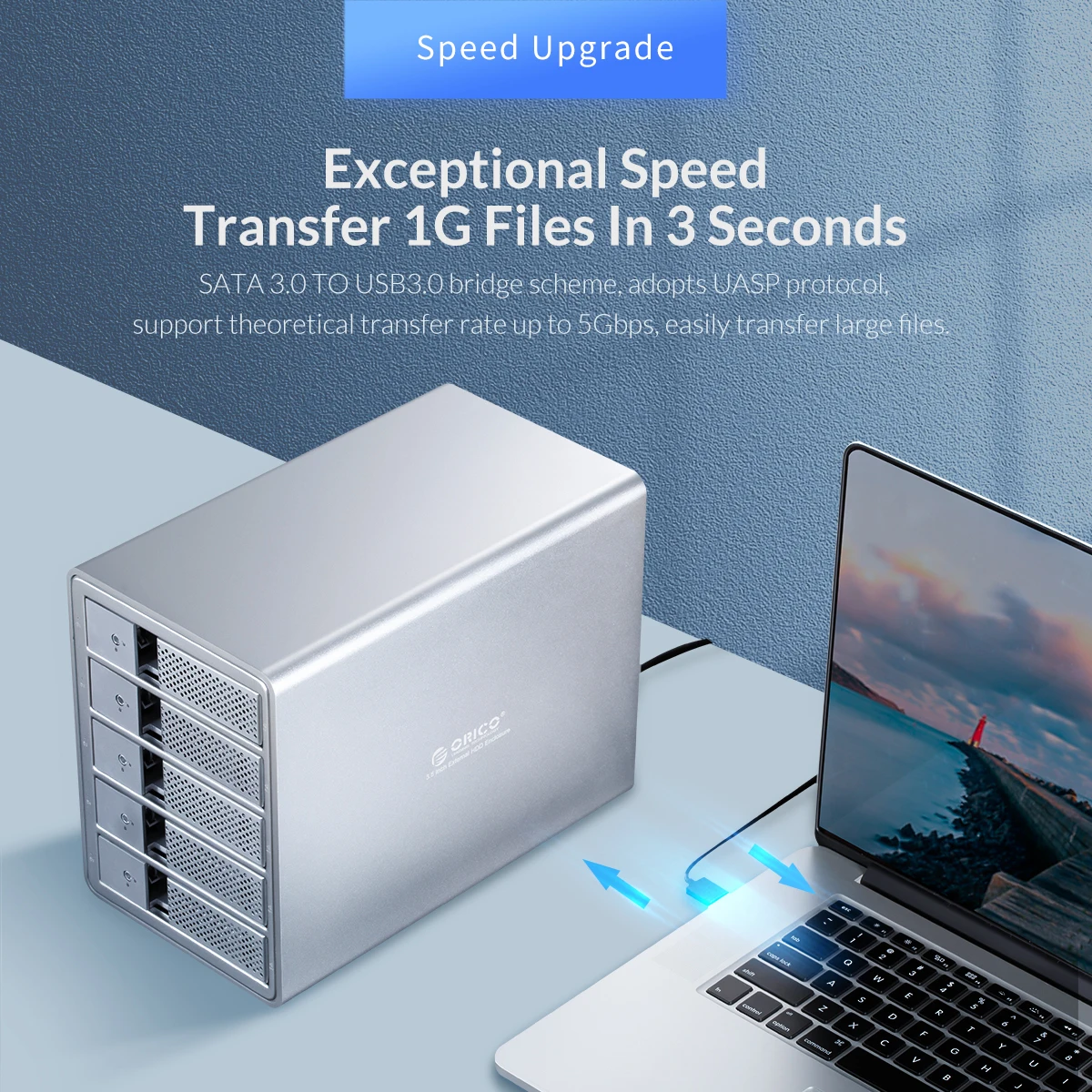 ORICO HDD чехол алюминиевый 5 отсек 3,5 ''USB3.0 HDD док-станция Поддержка 80 ТБ UASP с 150 Вт внутренний адаптер питания SATA для USB 3,0