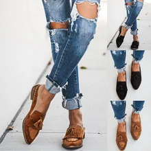 Г. Брендовая Летняя женская обувь модная обувь с кисточками, с бахромой, без шнуровки, на плоской подошве, базовая обувь осенние винтажные женские туфли-лодочки с заклепками