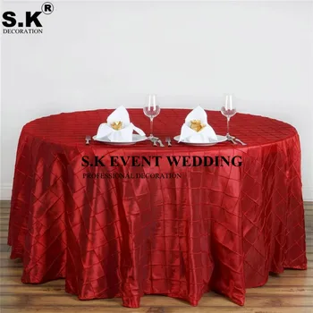 

305CM Round Pintuck Table Cloth Banquet Wedding Tablecloth Event Home Party Decoration