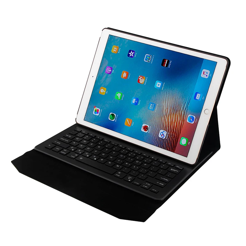 Ультратонкая клавиатура чехол для iPad Pro 12,9 ''Беспроводная Bluetooth алюминиевая клавиатура кожаный чехол для iPad Pro 12,9