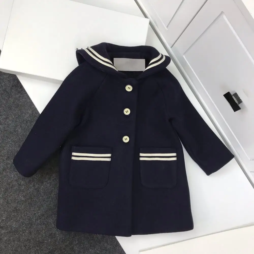 

Winter Jackets for Girls Outwear Kids Wool Coat Thick Girl navy style Jackets luxury Brand Design Girls Coats Children Clothes