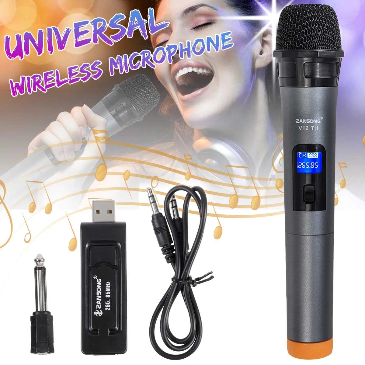 wireless headphones with mic Universal UHF Wireless Professional Handheld Microphone with USB Receiver For Karaoke MIC For Church Performance Amplifier studio microphone