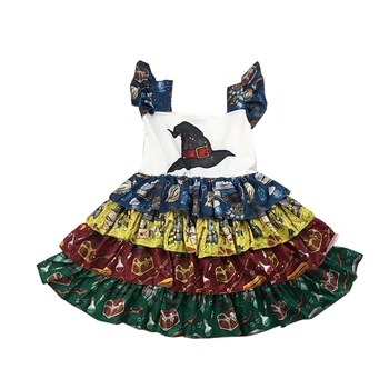 

Sweet girls' ruffle dress cartoon pattern boutique dresses adorable design summer clothes