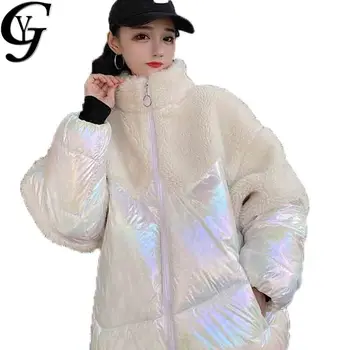 

2020 Korean Fashion Lamb White Jacket Women Bf Style Oversized Teddy Bear Coat Female Thicken Warm Outwear Furry Faux Jacket