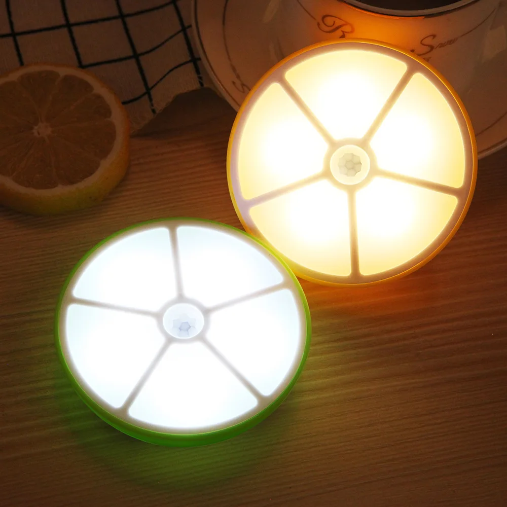 

2018 New Style Yellow Light White Light-in-Lemon Rechargeable Infrared Sensor Lamp Cabinet Light Wall Lamp