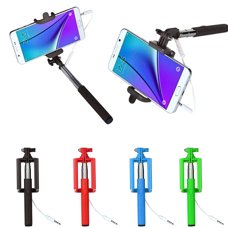 

Selfie Stick Extendable Handheld Self-portrait Holder Monopod Stick For Cell Phone Professional Wired selfie stick OC-shipping