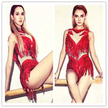 

Sexy Leotard Women Dj Female Singers Dress stage Nightclubs DS Showing Bodysuit Clothing Bar Elegant jazz dance costume