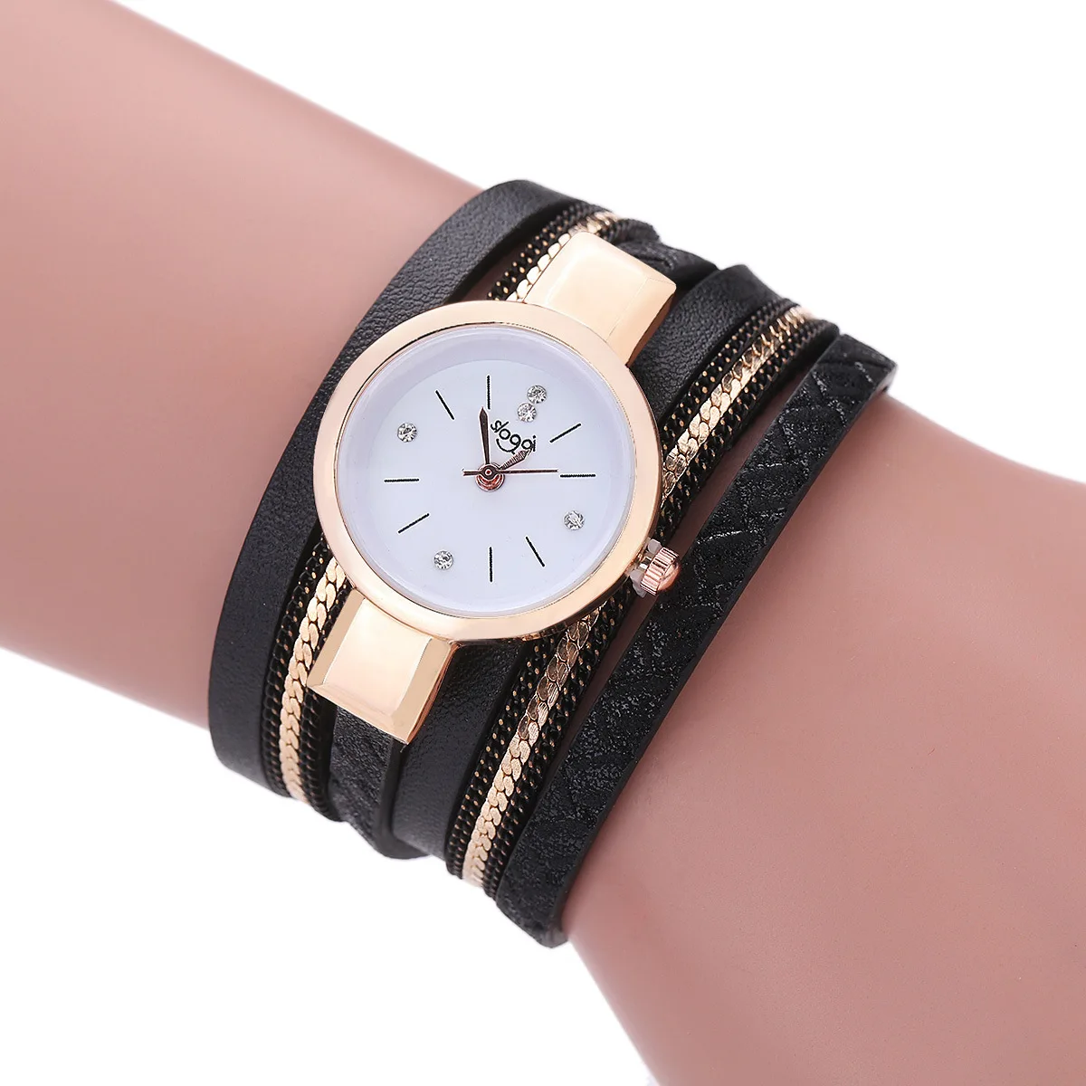 SLOGGI Роскошные Брендовые Часы для женщин Мода Золотой браслет часы дамы повседневное кожа фирменные кварцевые наручные часы montre femme