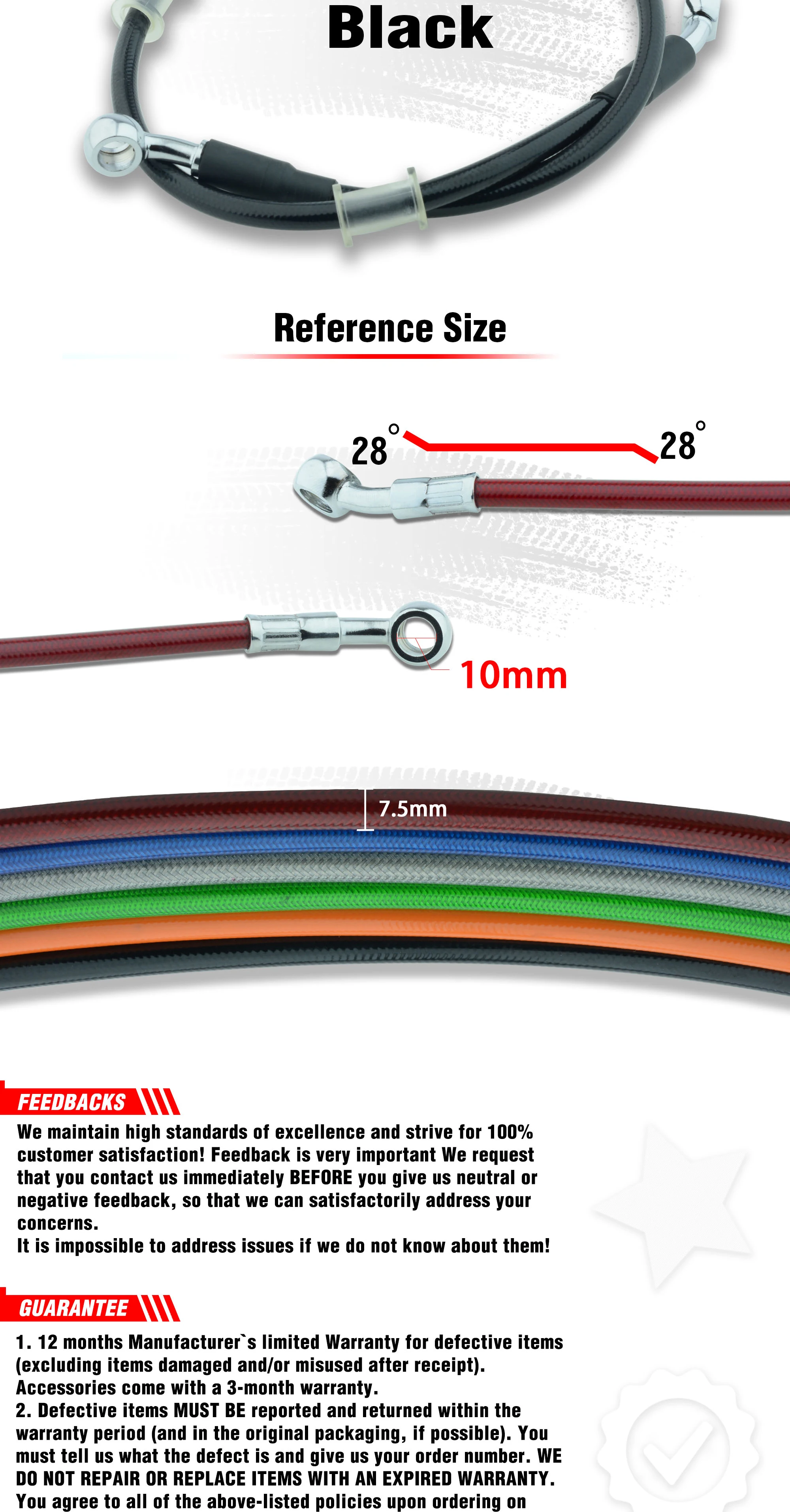 Motorrad Dirt Bike Geflochtene Schlauch e Stahl Brems kabel Hydraulische Banjo rohr 300mm-2200mm für motorrad Universal Racing_voghion.com