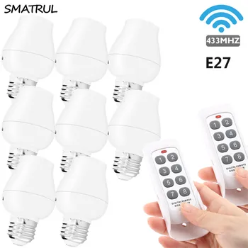 

SMATRUL E27 lamp holder 100M remote control wireless switch bulb electric smart push 433Mhz RF wall home 110-220V