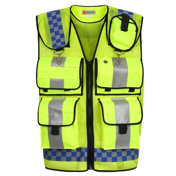 

Police Vests Safety Reflective Signal Work Clothes Construction Grid Vest High Visibility Jacket Safety Protective Clothing