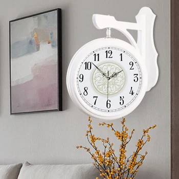 

Nordic Outdoor Wall Clock Electronic Modern Design Luxury Europe Style Wall Clock Double Sided Outdoor Reloj Mural Home Watch JJ
