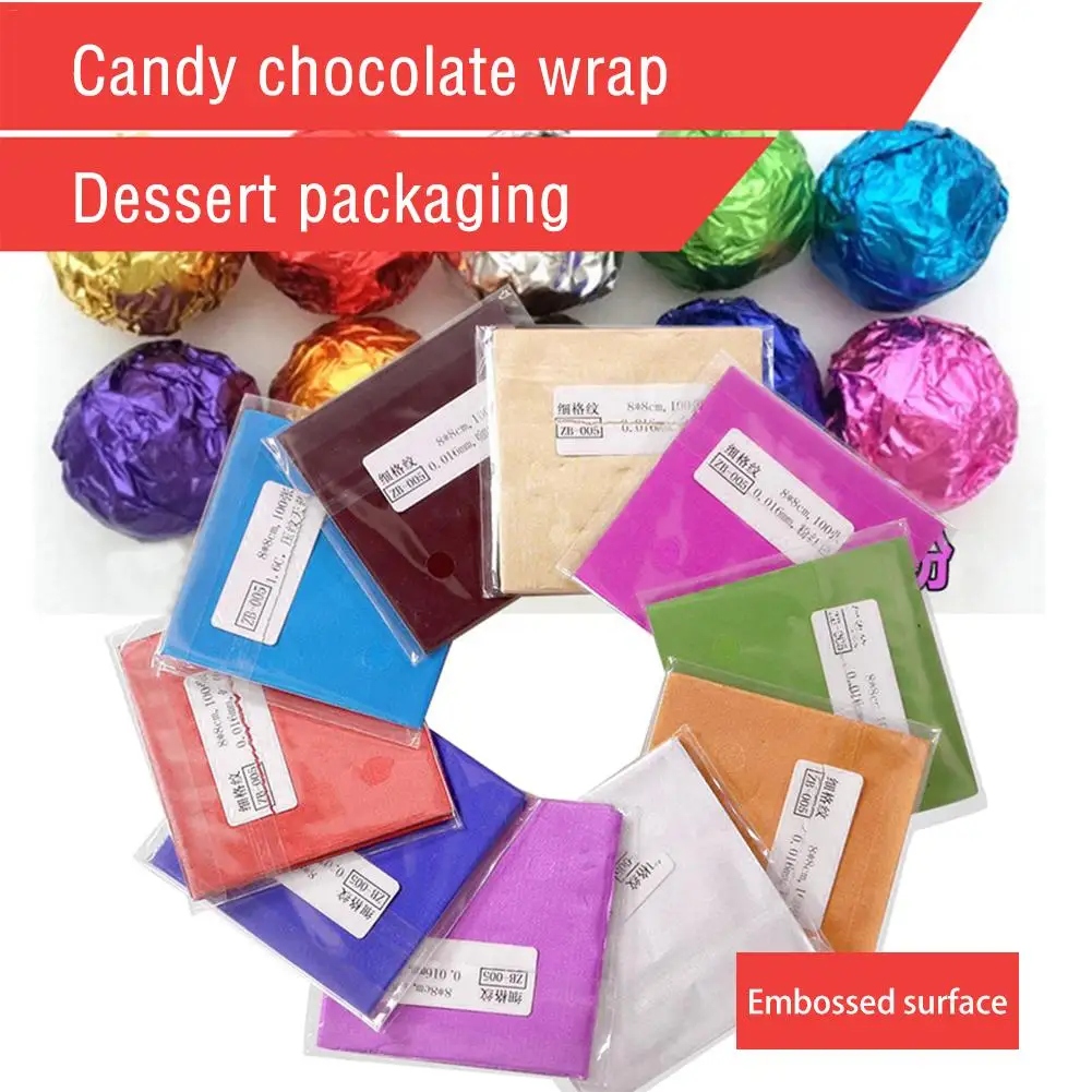 100pcs Christmas Candy Wrappers Chocolate Wrappers Color Aluminum Foil Chocolate Packaging Tin Foil Food Tea Packaging