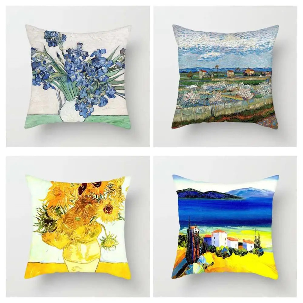

Fuwatacchi Van Gogh Painting Pillowcases Throw Pillows Starry Sky Pillow Covers Sunflower Cushion Covers for Sofa Home Decor