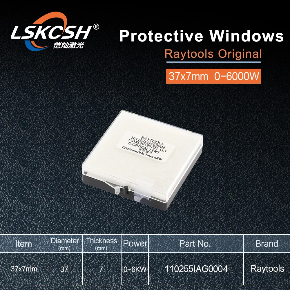 

LSKCSH 10pcs/Lot Raytools Original Fiber Laser Protective Windows Cover Glass 37 7mm 0-6000W 110255IAG0004 BM114 Cutting Head