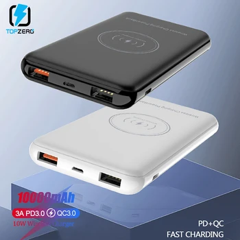 

10000mAh Qi Wireless Power Bank Quick Charge 3.0 PowerBank USB Type C PD Fast Charging For Xiaomi mi Battery External Poverbank