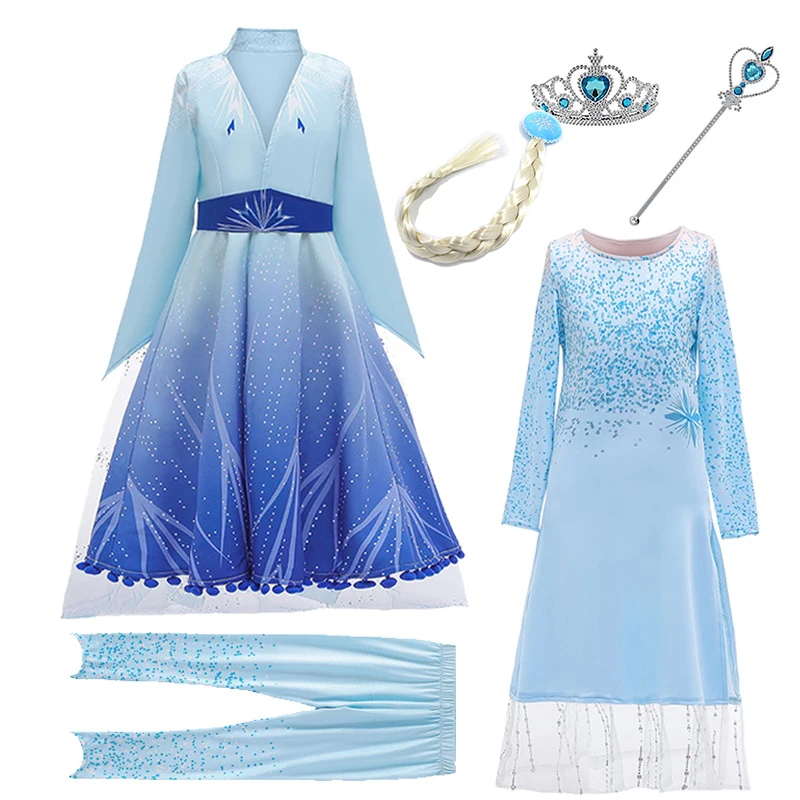 2020New Dress For Girls Clothing Anna Princess Set Elsa Dress Birthday Evening Party Dress Christmas Clothes New Year Costume