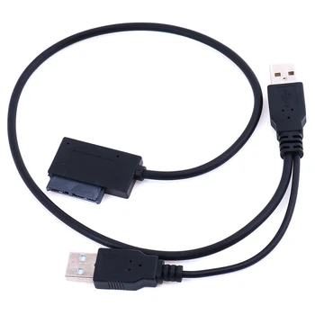 

USB2.0 To 6+7 13Pin Slimline Slim SATA Cable With External USB 2.0 Power Supply For Laptop CD-ROM DVD-ROM ODD Adapter Converter